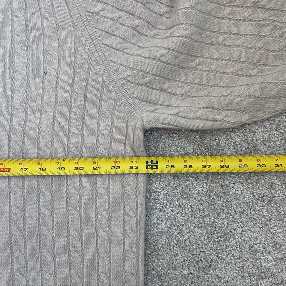 Allen Solly 100% 2-Ply Cashmere Cable Knit Polo Sweater Beige Men's Large - Picture 4 of 9